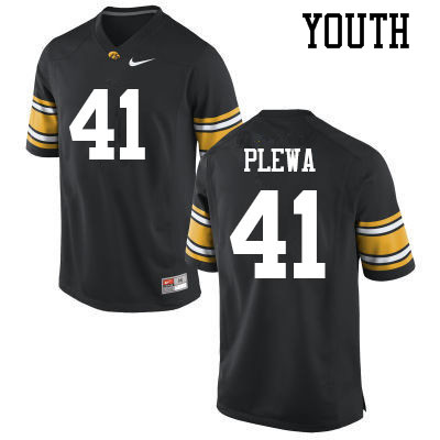 Youth #41 Johnny Plewa Iowa Hawkeyes College Football Jerseys Sale-Black